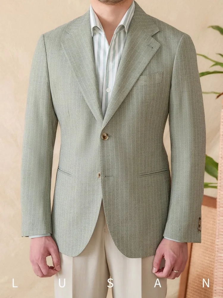 

Men's Slim Fit Striped Suit Jacket Business Banquet Commuter Lightweight Half-Lined Form-Fitting Blazer