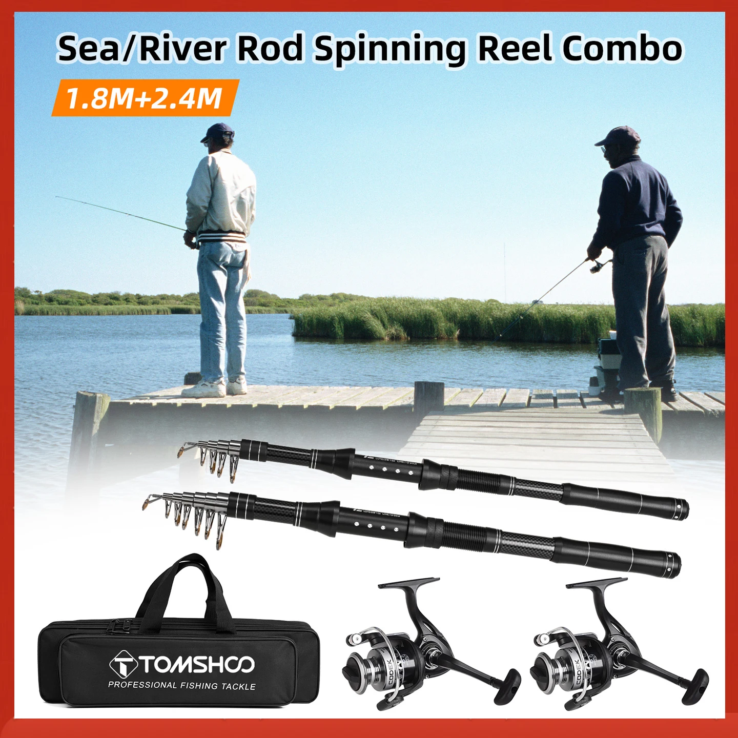 

Комбинированная телескопическая удочка 1,8 м + 2,4 м, спиннинговая катушка из углеродного волокна GH3000x2, 100 м, набор приманок, сумка, рыболовные снасти