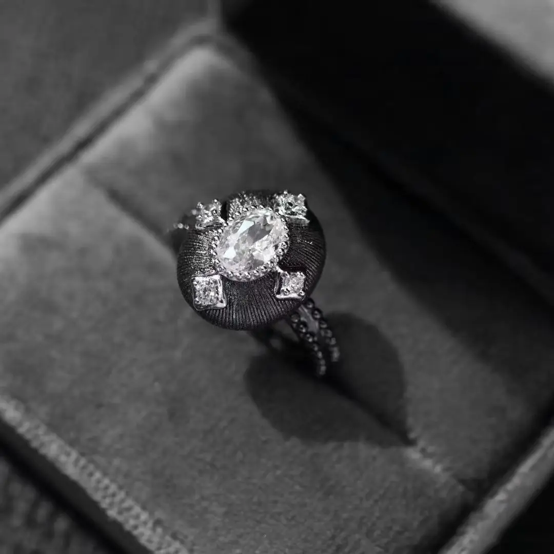 

Винтажные модные массивные кольца из черного золота, серебро 925 пробы, натуральный драгоценный камень, эффектный браслет на палец, роскошные ювелирные изделия ручной работы Rigato унисекс