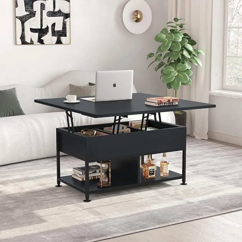 Lift Top Coffee Table 4 in 1 Multi-Function Coffee Table With Hidden Compartment Tables Living Room Dining Café Furniture