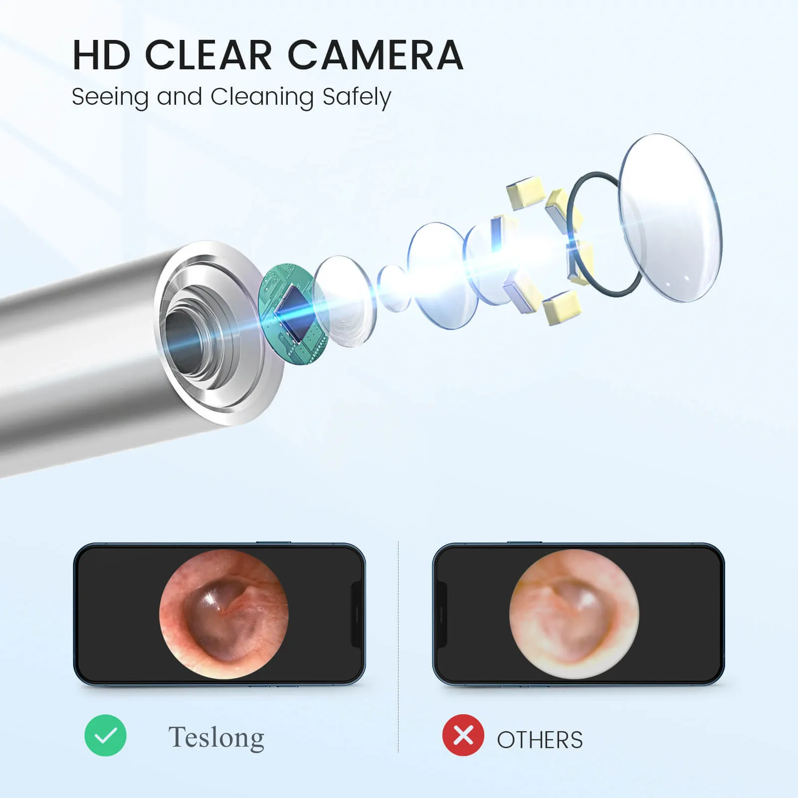 TESLONG 3.9mm WIFI Endoscope Camera Ear Cleaning Tool HD Visual Ear Spoon Earpick TYPE-C Android PC Otoscope 6 Leds