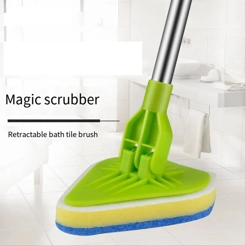 3 In 1 Scrub Cleaning Brush with Extendable Handle 180 Degree Rotatable Shower Tub Tile Scrubber Brush Household Cleaning Tools