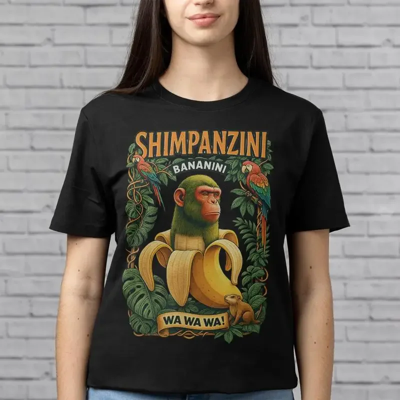 SHIMPANZINI BANANINI SHIRT Italian Brain Rot Animals T Anomaly Meme Retro 90s Rap Merch Vintage Bootleg