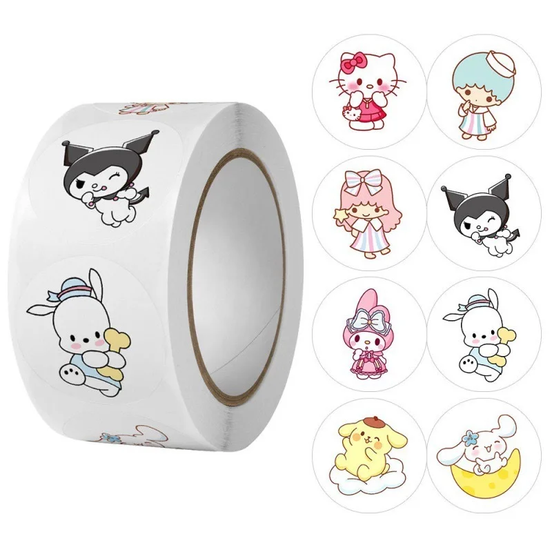500 PCS/ม้วน Sanrio Hello Kitty Kuromi สติกเกอร์แล็ปท็อป Graffiti Decals ของเล่นเด็กสเก็ตบอร์ดกระเป๋าเดินทางตกแต่งสติกเกอร์การ์ตูนของขวัญ
