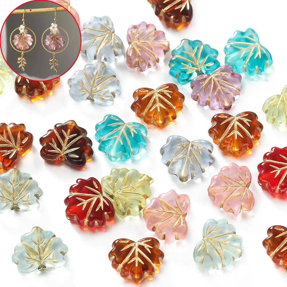 15/50/75 Uds cuentas acrílicas multicolores en forma de hoja, pulsera DIY, collar, accesorios para hacer joyas, Navidad, regalos de Acción de Gracias