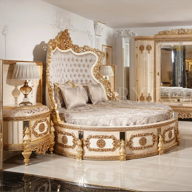 

Double Adults European Bedroom Beds Queen Size French Modern Royal Italian Round Bed Victorian Living Room Luxury Furniture