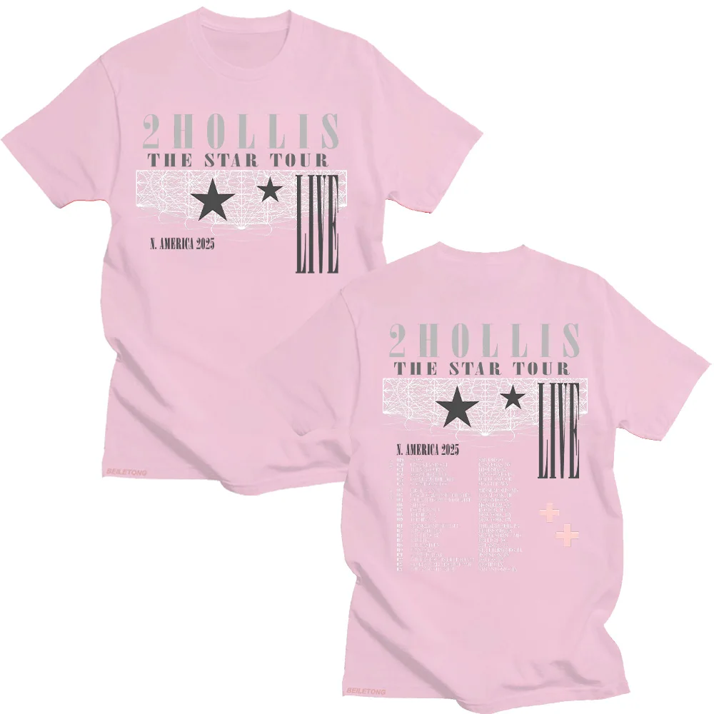 2Hollis Star Tour 2025 เสื้อยืดผ้าฝ้ายแขนสั้นผู้หญิงผู้ชายแฟชั่น Casual TShirt คุณภาพสูงนุ่มใหม่อเนกประสงค์ tees