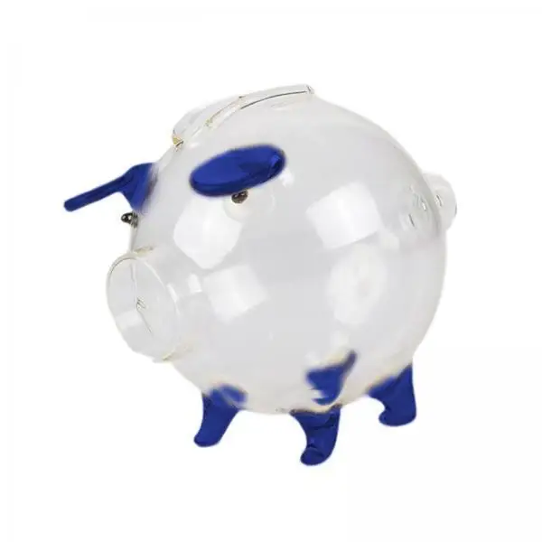 Cute Glass Piggy Bank Clear Coin Box Small Savings Jar Animal Decor Centerpiece for Nursery Bedroom and Desk