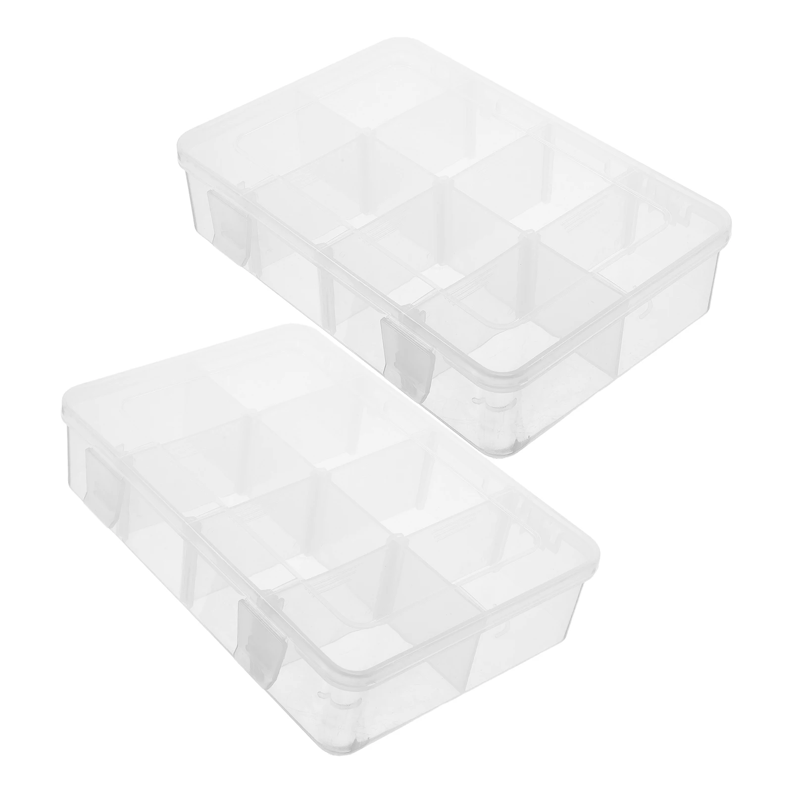

2Pcs Classification Storage Box 8-Grid Transparent Plastic Container with Flexible Partition for Small Parts Organizer Workshop