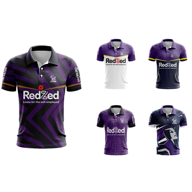 2024 Melbourne Storm Home and Away Rugby Championship, Melbourne Storm Men's Training Station High Quality POLO/Fishing Suit