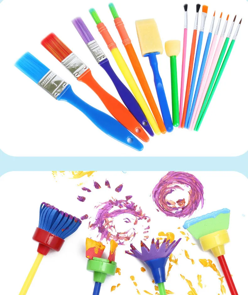 Set di pennelli in spugna per pittura artistica per bambini da 32 pezzi