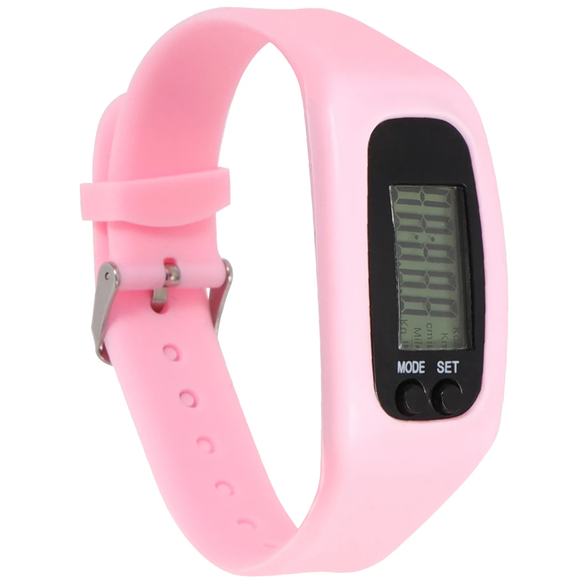 

Smart Pedometer Wristband Sports Watch Running Walking Step Counter Silicone Band Detachable Core For Hiking Camping Unisex Pink