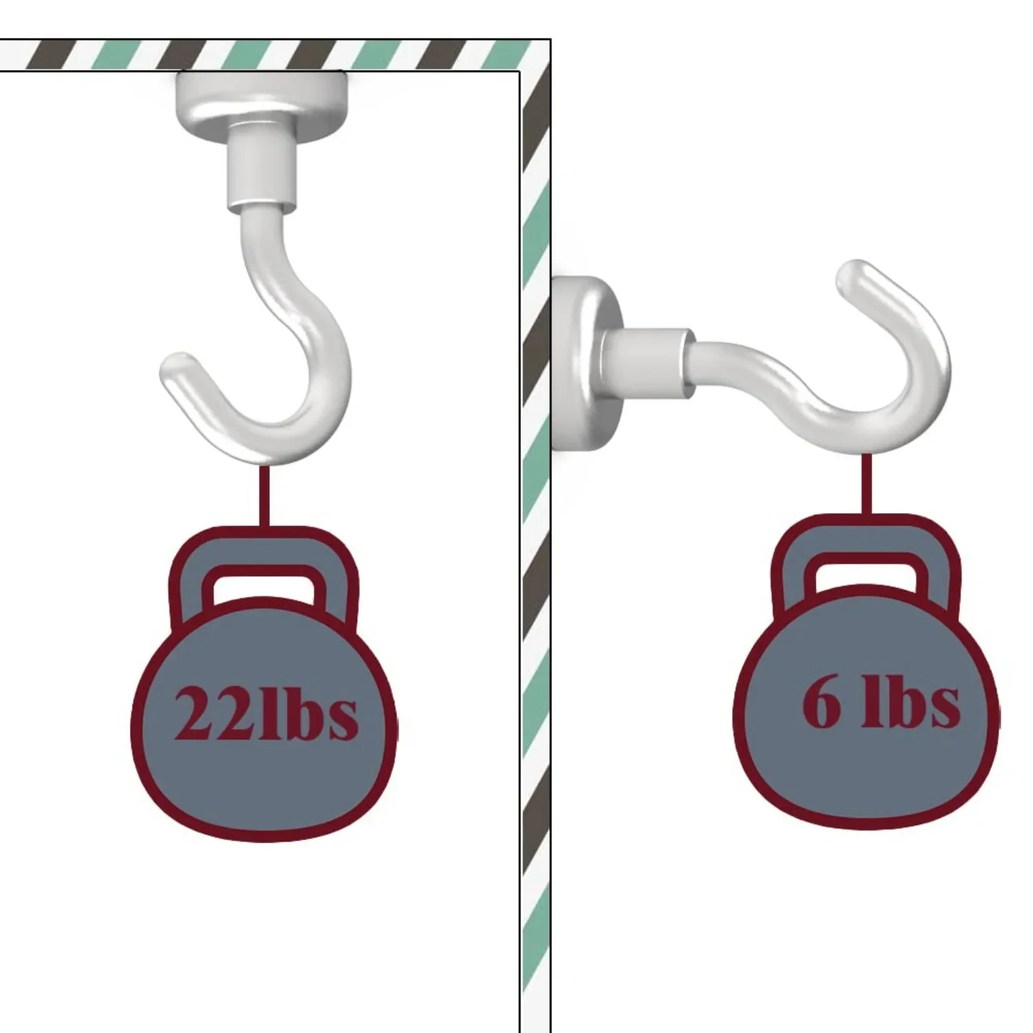 10Pcs Strong Magnetic Hooks Load Bearing Hook MultiPurpose Storage For Home Kitchen Bar Storage Key Hanging Hanger