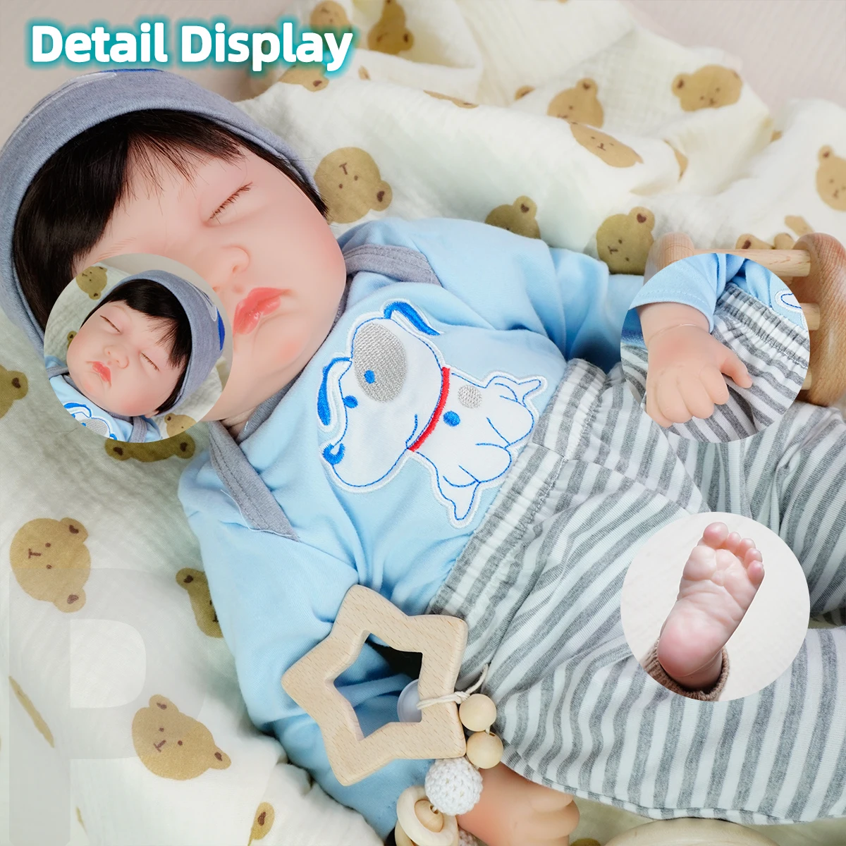 JOYORA 50CM ファッションドール リアルな布製ボディ リボーンドール 3Dスキンアートドール 手作り かわいい子供のお友達 誕生日プレゼント