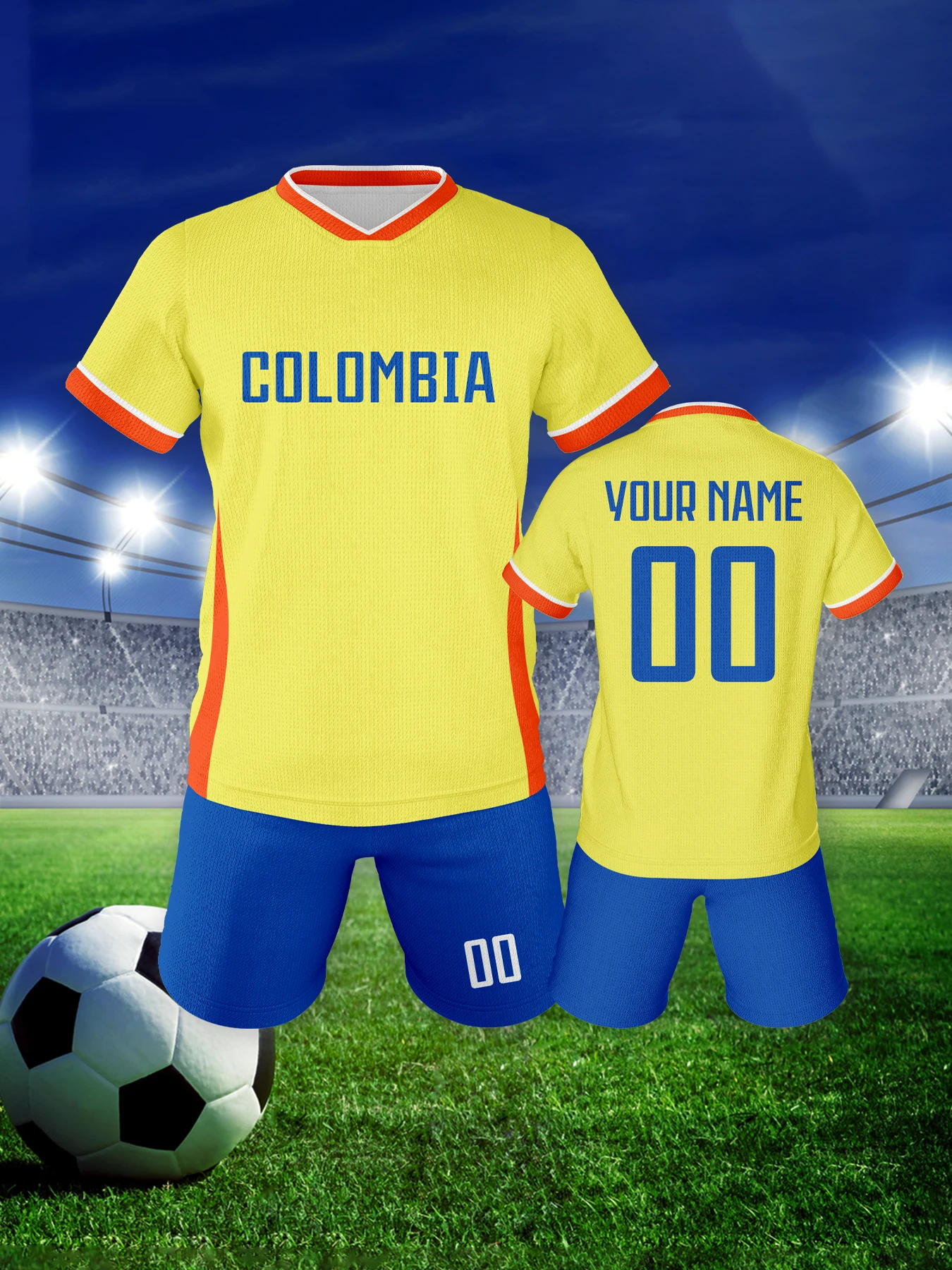 Kids Football Jersey Custom Name Number Colombia Soccer Kit Boys Girls Personalized Football Uniforms Training Tracksuit