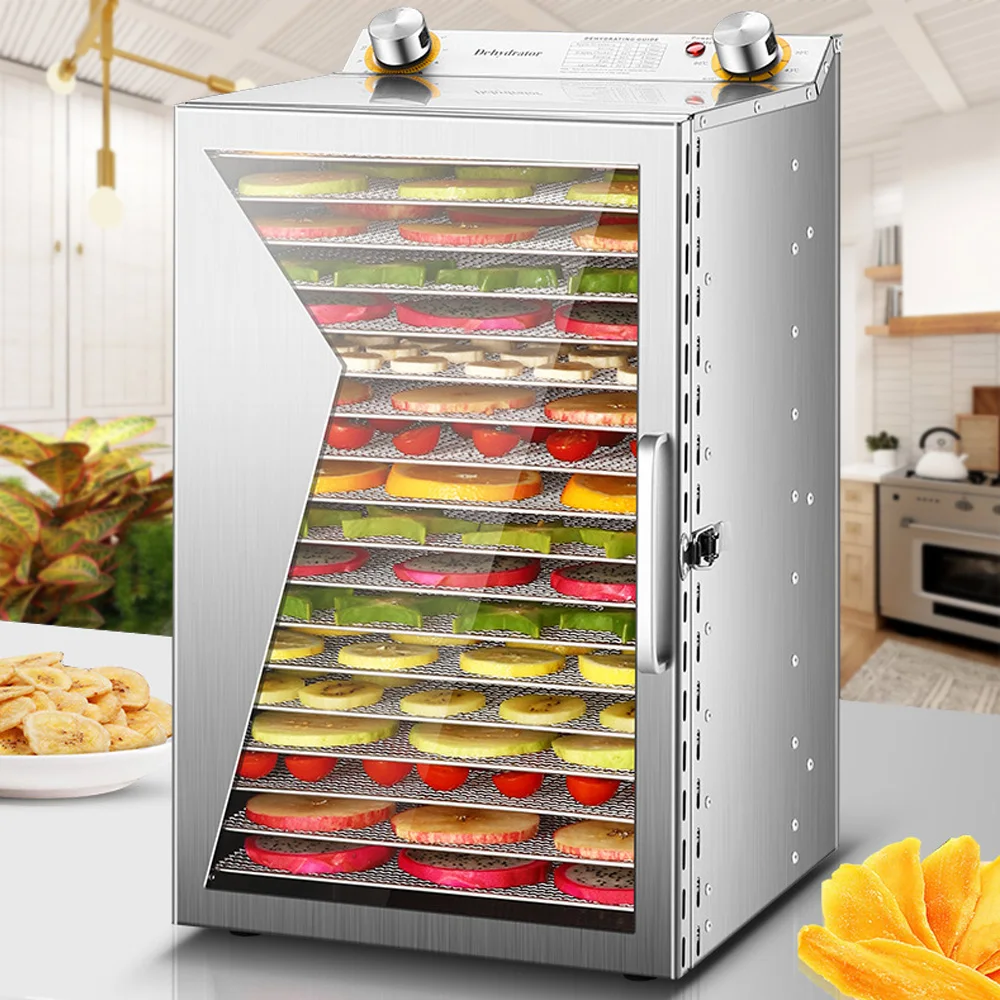 

18 Trays Food Dehydrator Machine 304 Stainless Steel Adjustable Temp & Timer 304 Stainless Steel 86℉ to 194℉