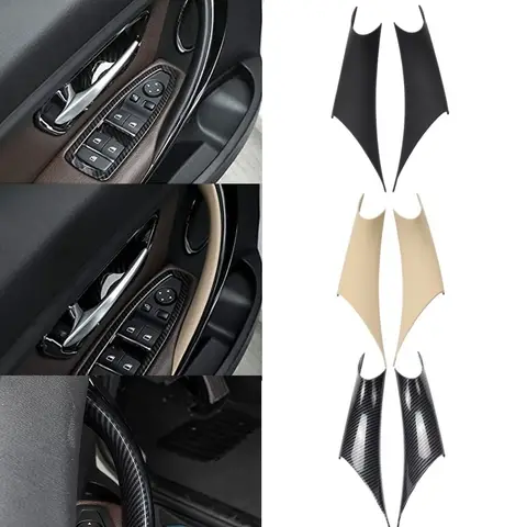 2PCS 자동차 스타일링 인테리어 도어 패널 핸들 내부 당겨 보호 커버 트림 블랙 BMW 3/GT 4 시리즈 F30 F35 2012-2018