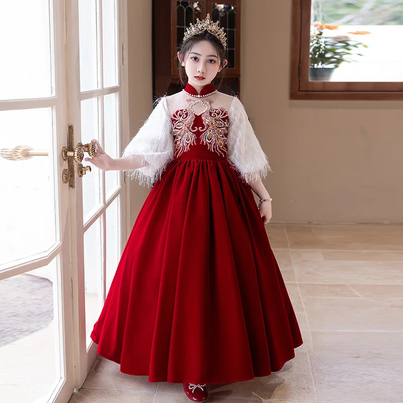 

Children's Evening Dress Stylish Flower Girl Wedding Little Girl Birthday Piano Performance Niche Princess Dress