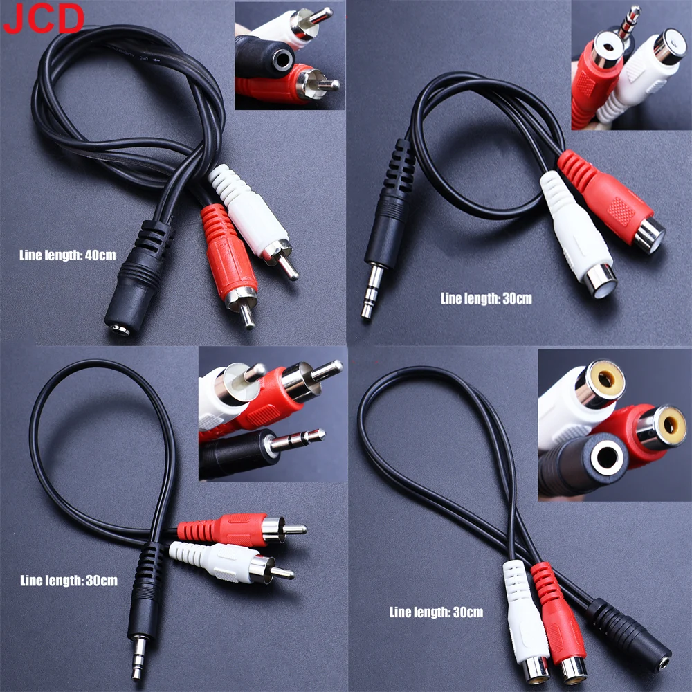 JCD 3,5 mm Cinch-Buchse, Stereo auf 2 Cinch-Stecker, Y-Kabel-Adapter, 3,5 Audio-Aux-Buchse, Stecker auf Kopfhörer-Player-Draht ﻿