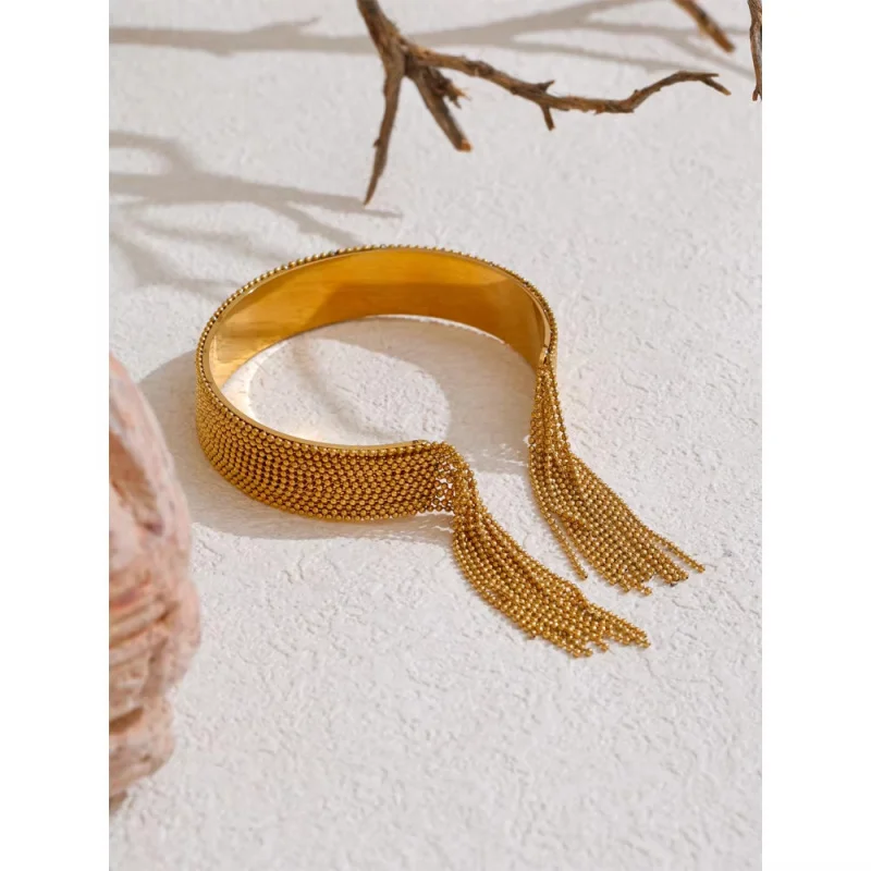 حار في اليورو أمريكا الفولاذ المقاوم للصدأ سلسلة شرابة سوار مفتوح 18K الذهب فراغ مطلي رشيقة