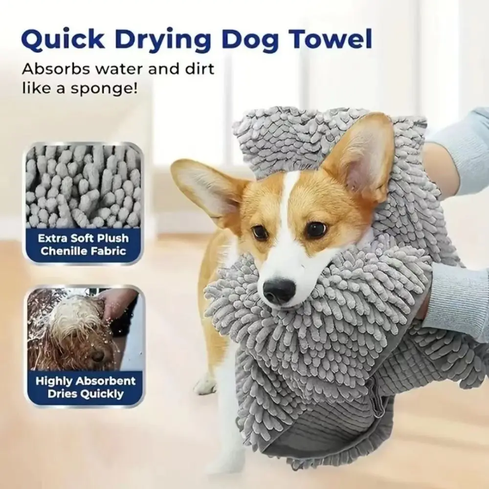 Super Absorbent Pet Bath Towel Soft Foldable Quick-drying Cat Towels Skin-Friendly Large Pet Cleaning Washcloth Pet Care