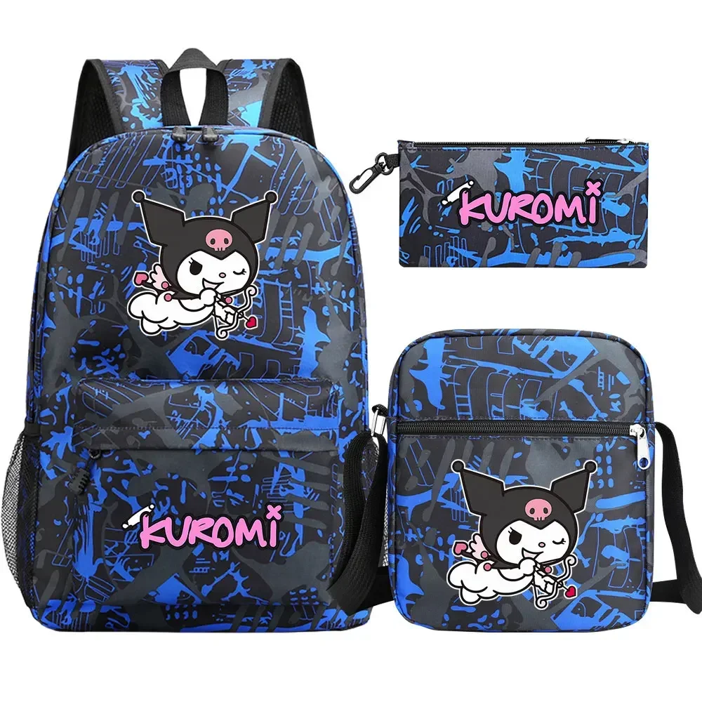 Sac à Dos de Voyage Kawaii Kuromi pour Garçon et Fille, Cartable pour Livre d'École pour Enfant, pour Femme et Adolescent, 3 Pièces