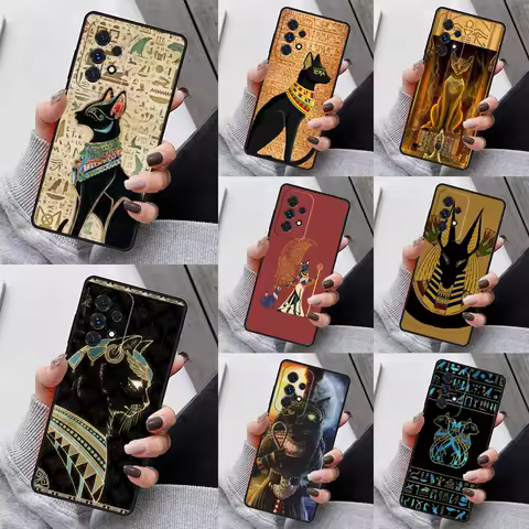 Egypt Nefertiti Anubis Phone Case For Samsung Galaxy S23 S21 S20 FE S24 S22 Ultra Note20 S10 S9 S8 Plus A40 A52 A12 A13 A53