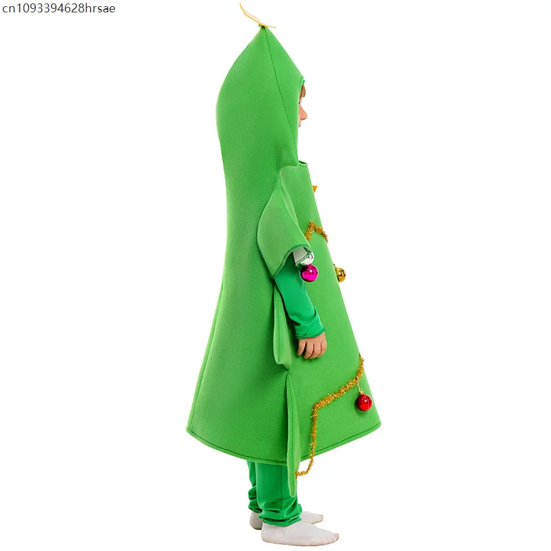 زي شجرة عيد الميلاد للأطفال، ملابس مضحكة للجنسين، فستان شجرة خضراء لعيد الميلاد، أداء حفلات رأس السنة الجديدة