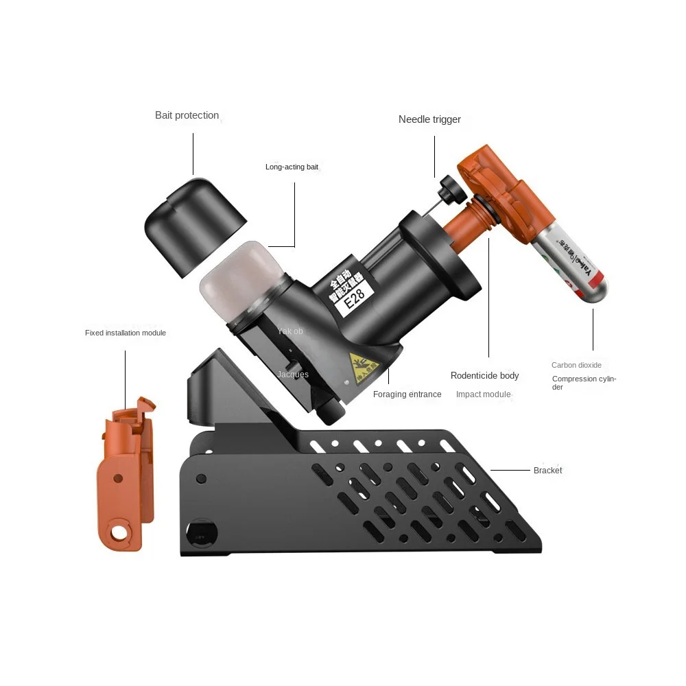 Najnowsza przenośna mysz A24 CO2 łatwa do wielokrotnego chwytania i pułapka na szczury automatyczna maszyna do zabijania gryzoni