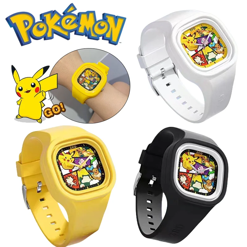 Pokemon Pikachu Kids Watches Cartoon Silicone Strap Wristwatch Boys Girls Quartz Watch Students Clock Children Birthday Gifts