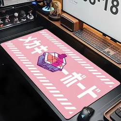 Alfombrilla de ratón XXL para oficina, alfombrilla para teclado con borde de sutura para juegos, diseño de arte Sushi, portátil, alfombrilla de mesa de elemento japonés, alfombrilla de ratón de Anime rosa