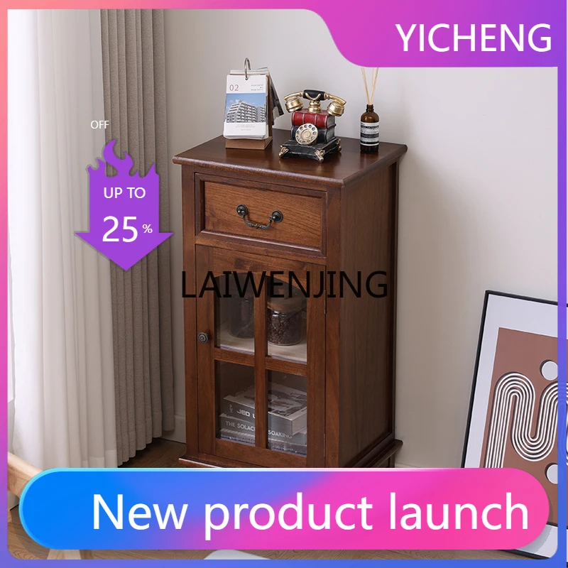 

LYY solid wood chest, living room storage with door storage, retro corner cabinet