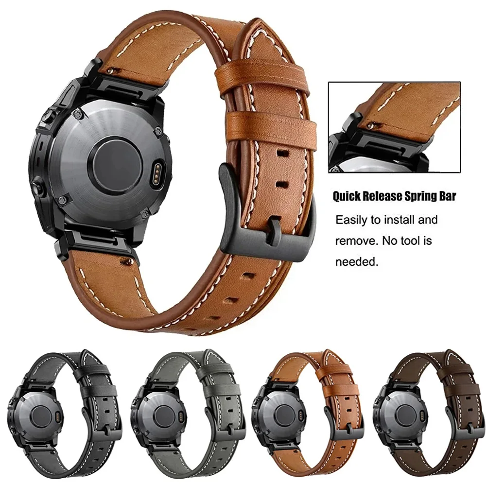 Für Garmin Instinct 2X Solar QuickFit PU Leder Armband Armband 26 22mm Für Garmin Fenix 6X 6 Pro 5X 5 Plus 7X7 Armband