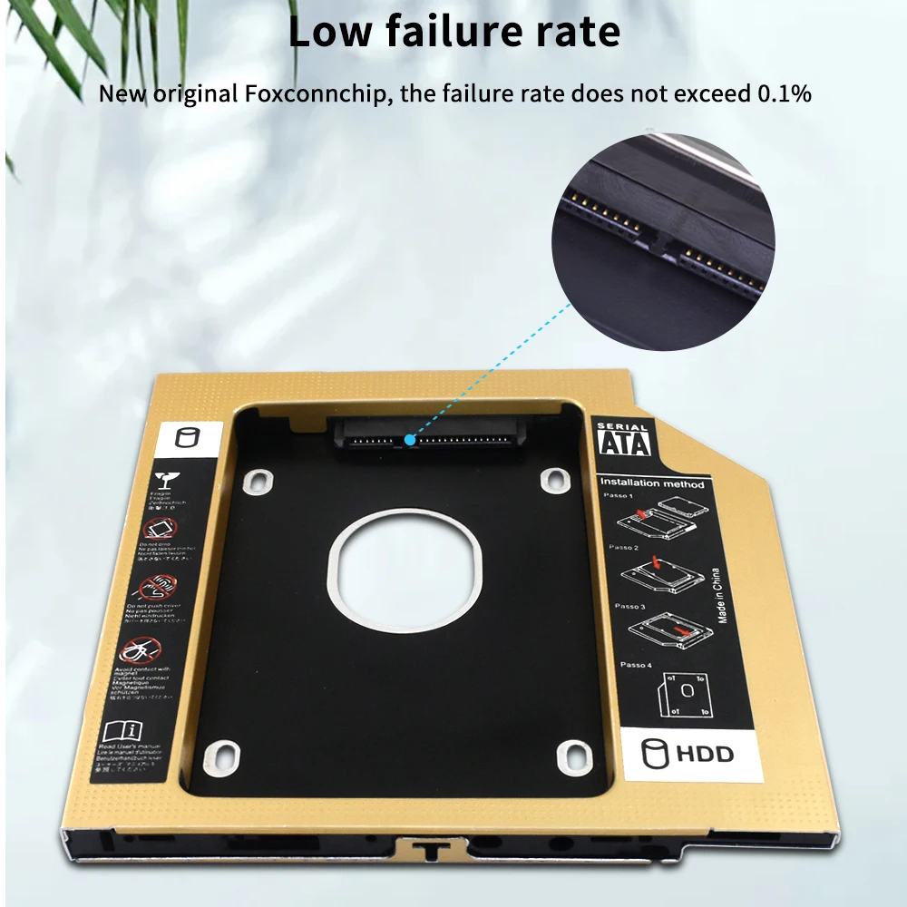TISHRIC Hdd Caddy Optibay SATA 3.0 2.5 SSD Hdd Case 9.5/12.7 مللي متر الألومنيوم القرص الصلب الضميمة لأجهزة الكمبيوتر المحمول CD/DVD-ROM خليج بصري