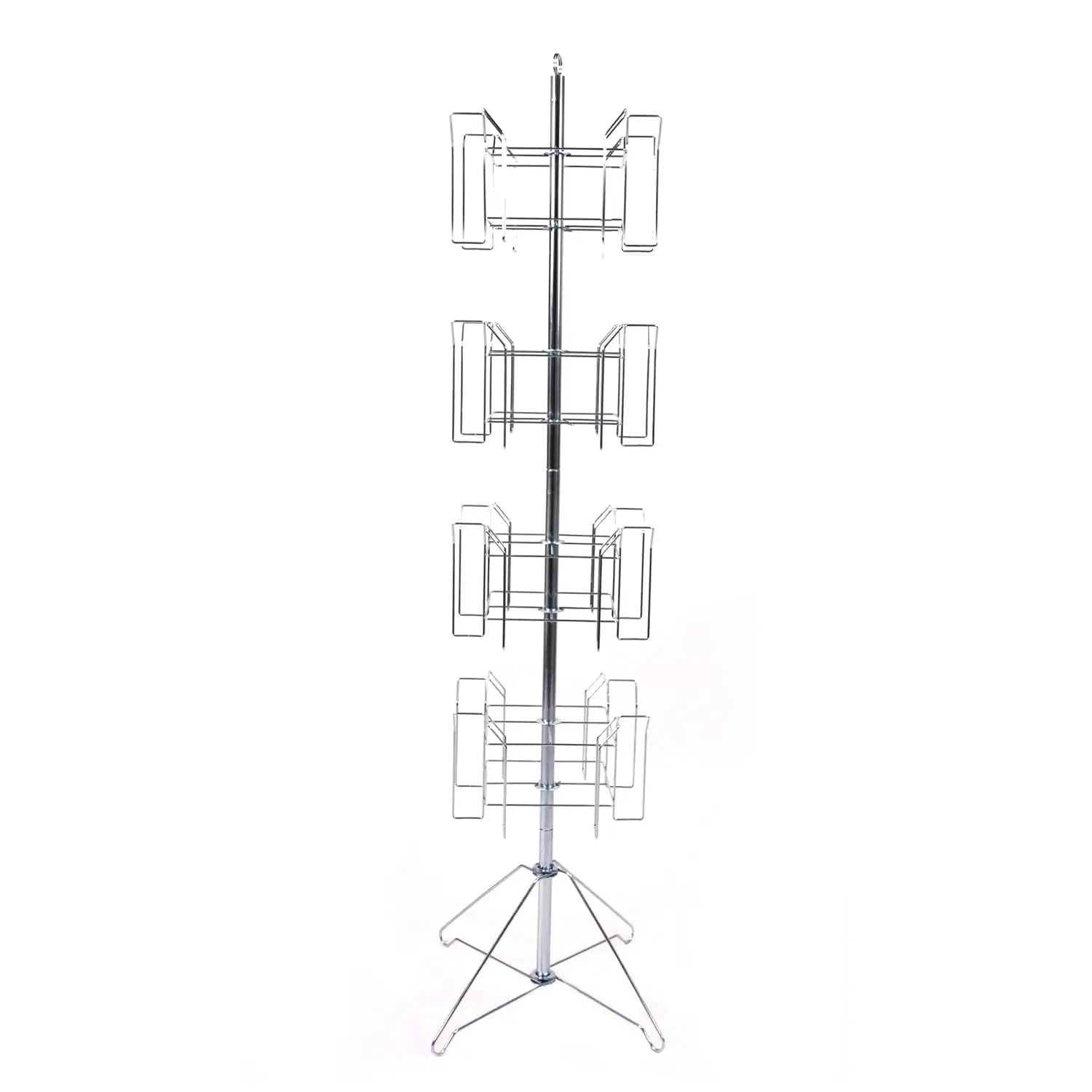 4-Tier Chrome Rotating Standing Literature Rack - 64'H x 16