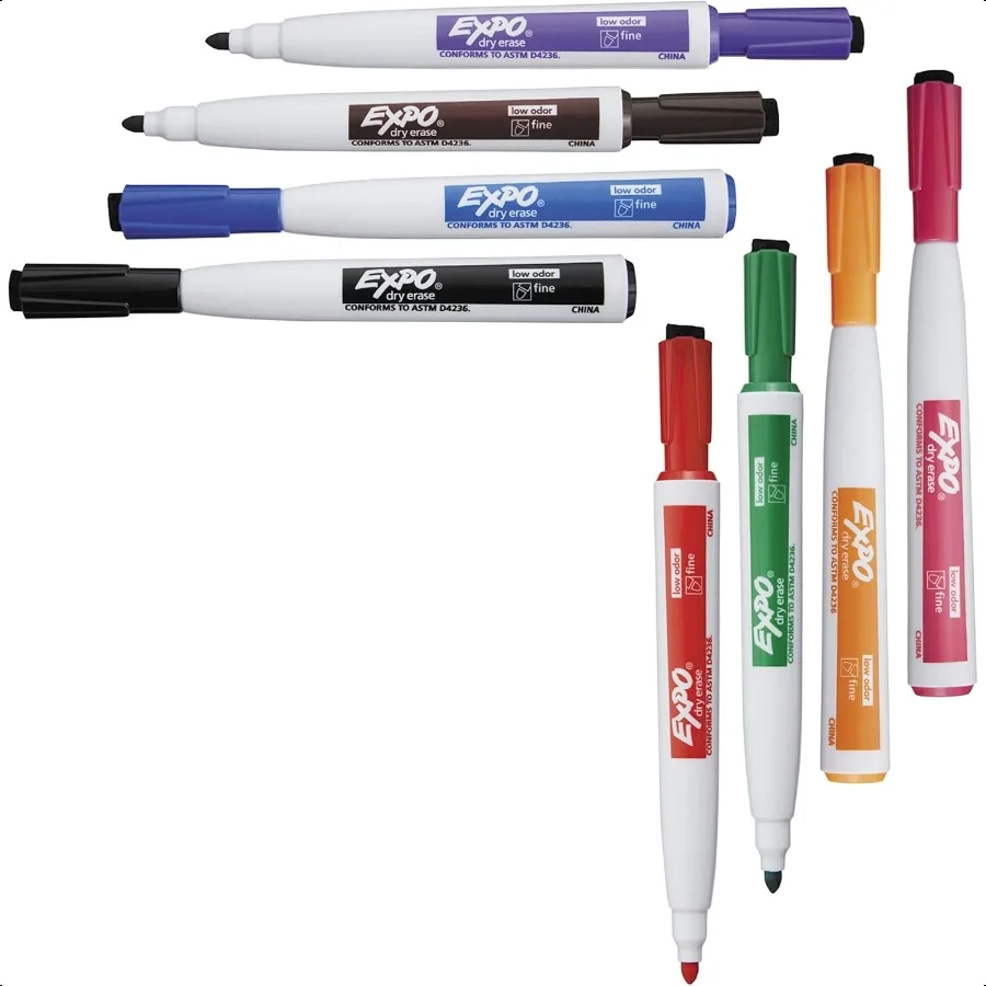 Magnetic Dry Erase Markers with Eraser Fine Tip Assorted 8 Count