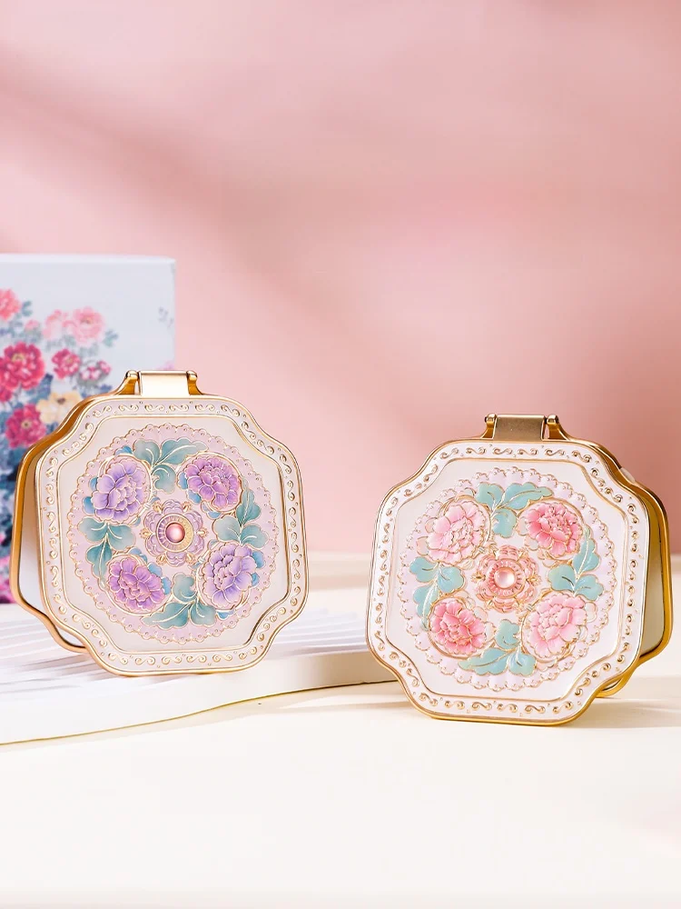 

Handheld Folding Mirror Cultural Creative Gift Peony Flower Birthday Present Souvenir from Luoyang Museum Special Exhibition