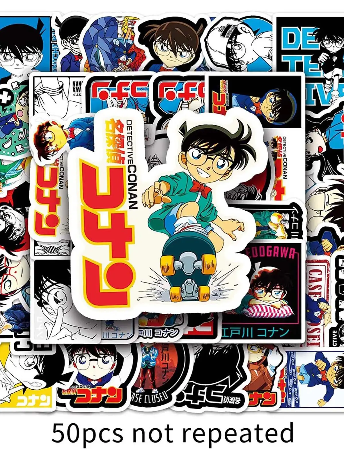 AliExpress keeppley 50PCS Anime Detective Conan Cartoon Stickers Horror Film Sticker Scrapbook DIY Laptop Guitar Car Bike Skateboard Graffiti Toy