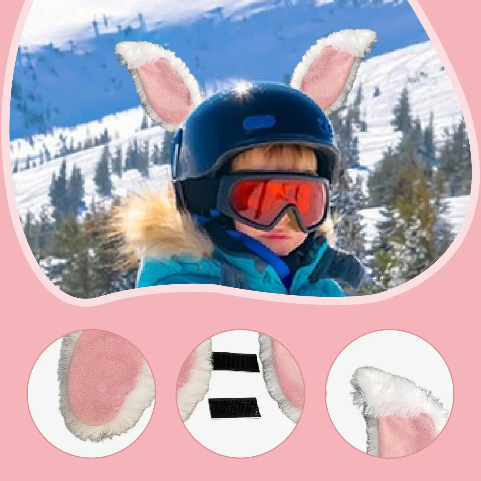 หมวกกันน็อคตกแต่งหูกระต่าย ของขวัญตกแต่งน่ารัก ติดง่ายบนอุปกรณ์ปั่นจักรยานสำหรับมอเตอร์ไซค์ สกี ผู้หญิง ผู้ชาย ปีนเขา