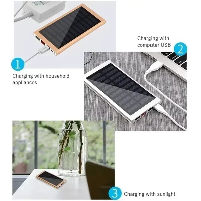 30000 mAh 2USB Slim Solar Wireless Charging Banco de potência portátil para iPhone LaptopSolar banco de potência sem fio 30000 mAh