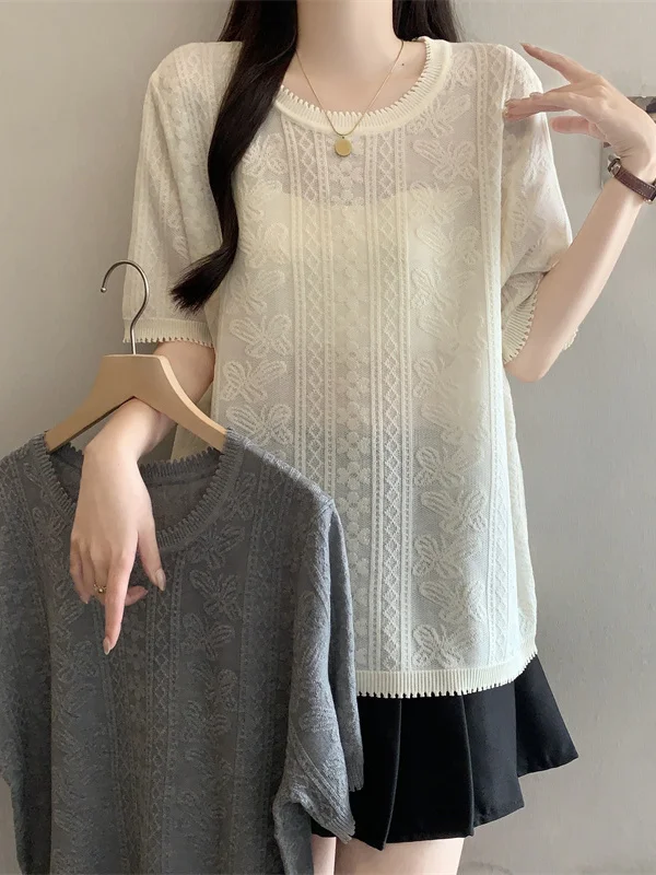 

plus Size Summer Knitwear Casual Oversized Fashionable Old Money Style Hooded Top Meat Concealing Slimming Ladieswear
