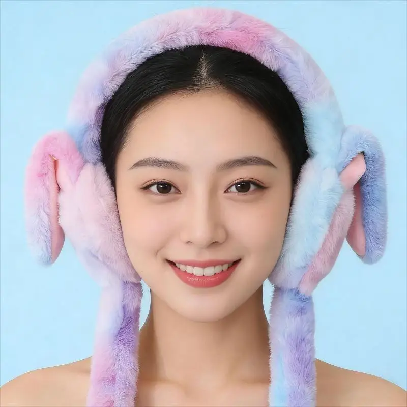 1Pcs Soft Plush Rabbit Ears Ear Muffs; Warm Fashionable Home Ear Protections for All Age Groups
