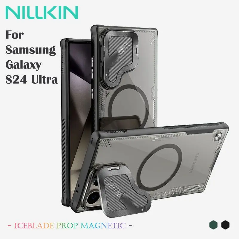 

Магнитный чехол Nillkin lceblade Prop для Samsung Galaxy S24 Ultra, прозрачный чехол, защитный чехол для объектива для задней крышки MagSafe