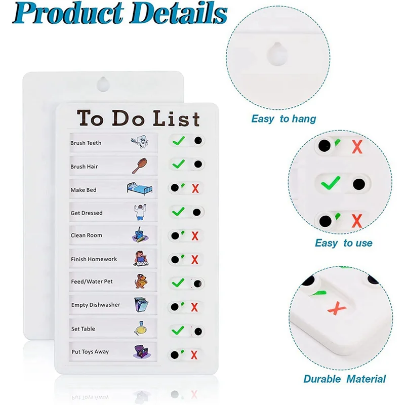 Pack Of 3 Memo Boards, Removable Plastic Chore Chart, To-Do List Sliding Boards With 40 Paper