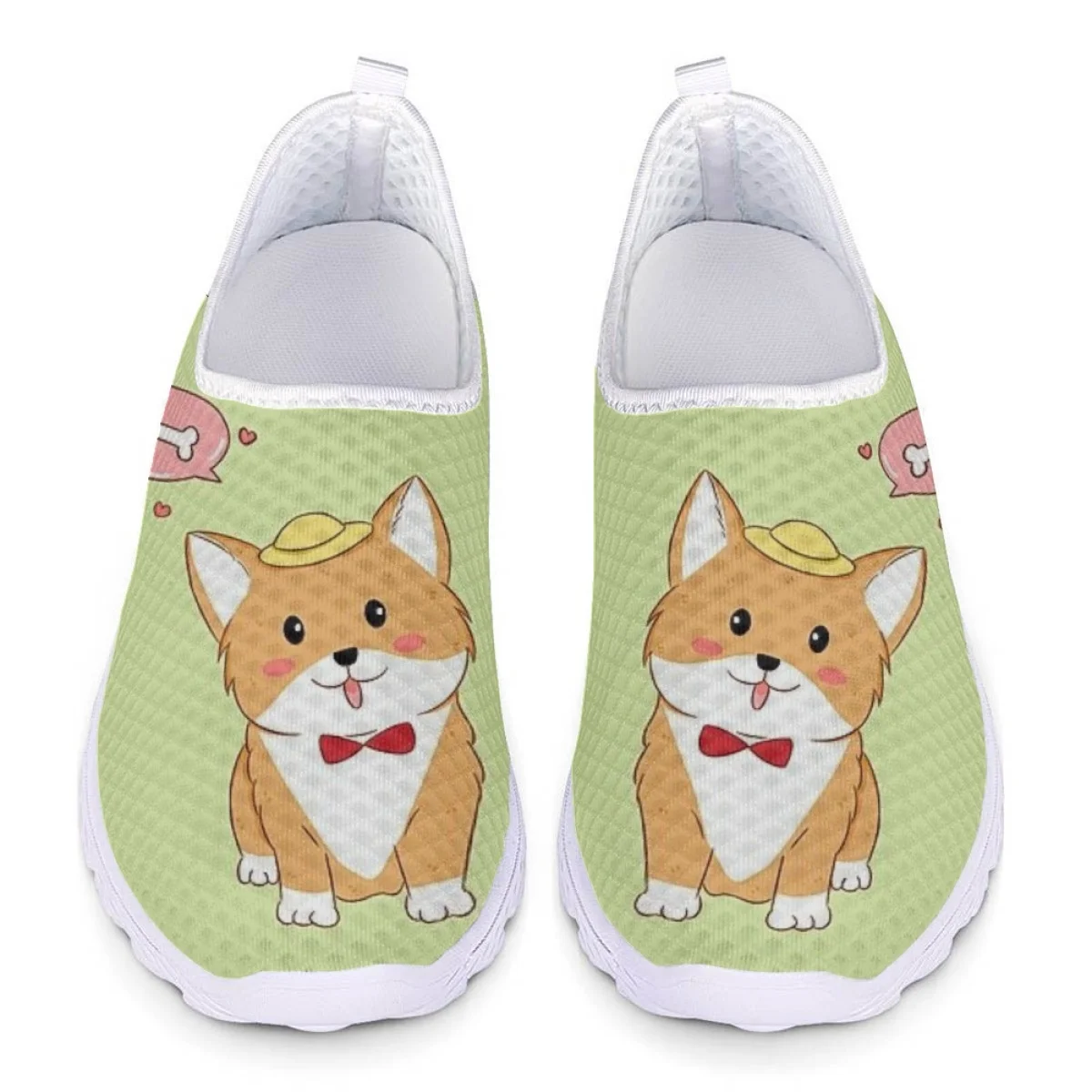 Corgi Cartoon Pattern Flats Shoes Comfortable Lightweight Breathable Mesh Shoes Animal Lover Gift Summer All-match Sneakers 2023