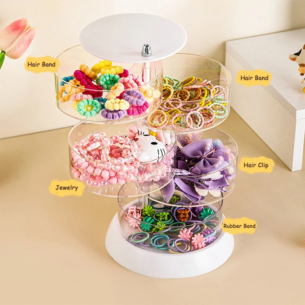 

5-Tier Storage Box Rotatable Hair Accessory Organizer Large Capacity Hairpin Hair Ties Jewelry Cosmetics Desktop Storage Stand