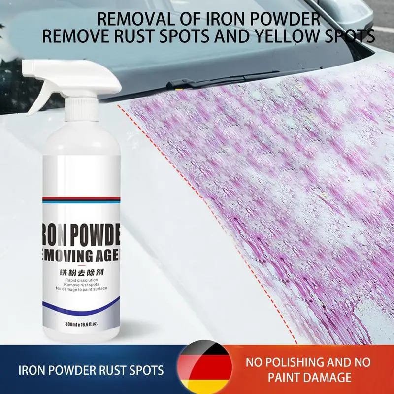 Iron Powder Remover 500ml Multifunctional Lightweight Professional Agent Car Detailing Rust Remover Spray For Vehicle Automotive