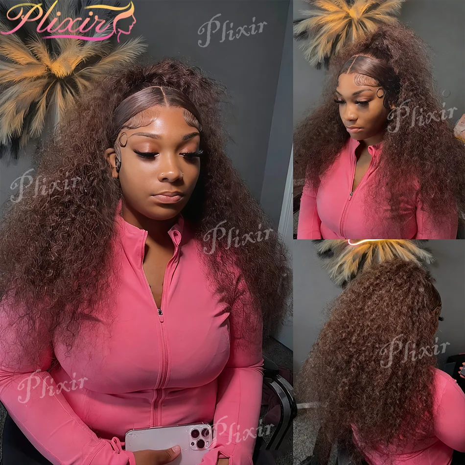 

Глубокие вьющиеся парики Человеческие волосы Шоколадно-коричневый 13x4 13x6 Hd Парик фронтальной части шнурка Цветной волнистый парик фронта шнурка для женщин 30 36 дюймов