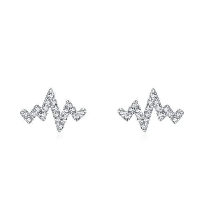 

Wedding Party Engagement S925 Sterling Silver Zircon Trendy Heart Electrocardiogram Earrings