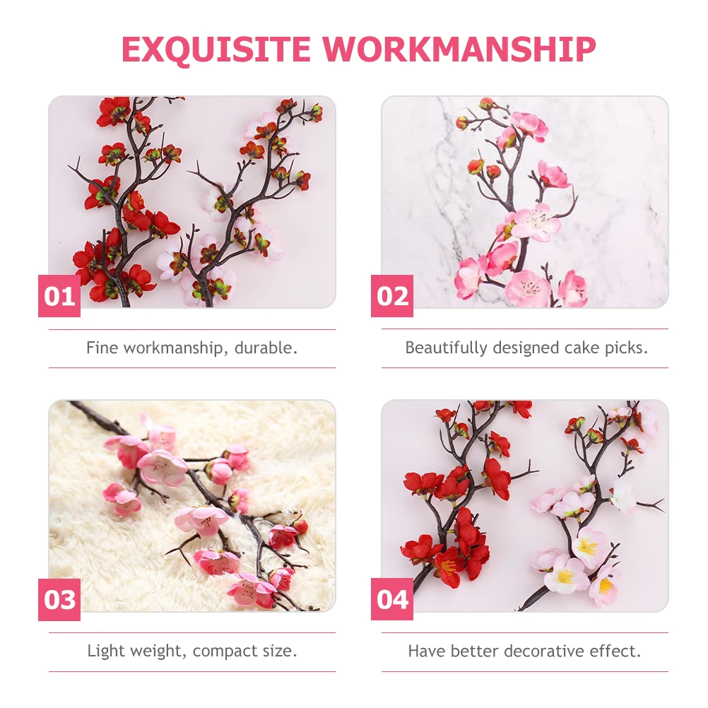 

6 Pcs Cake Decoration naments Plastic Flower Picks Cupcake Topper Bride Pastry Birthday Wedding Valentine Fake